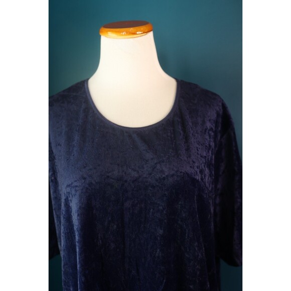 Vintage 90s Y2K TR Bentley Plus Midnight Blue Crushed Velvet Whimsigoth Top 2X - Picture 4 of 7
